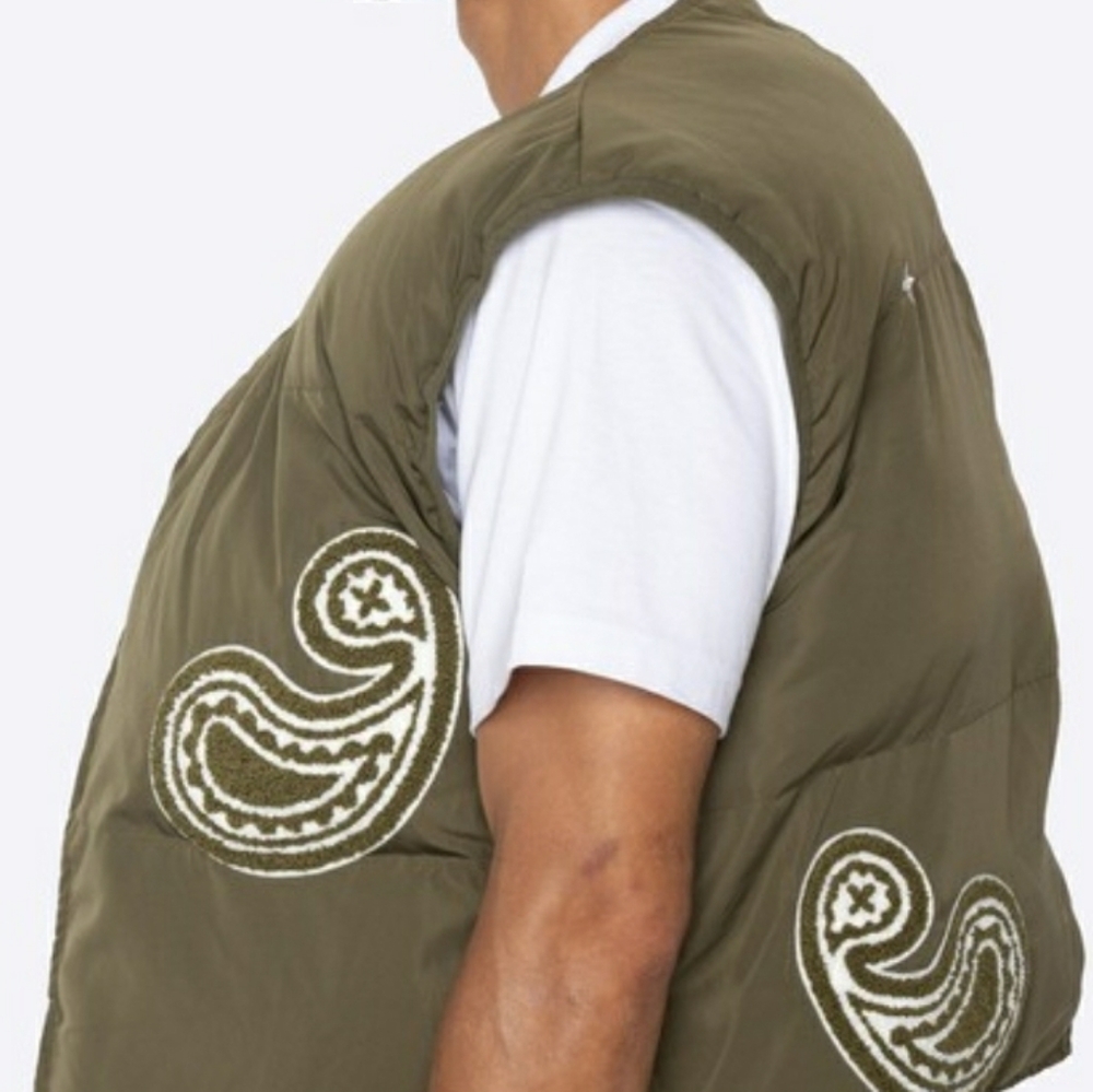 Olive Reversible Puffer Vest